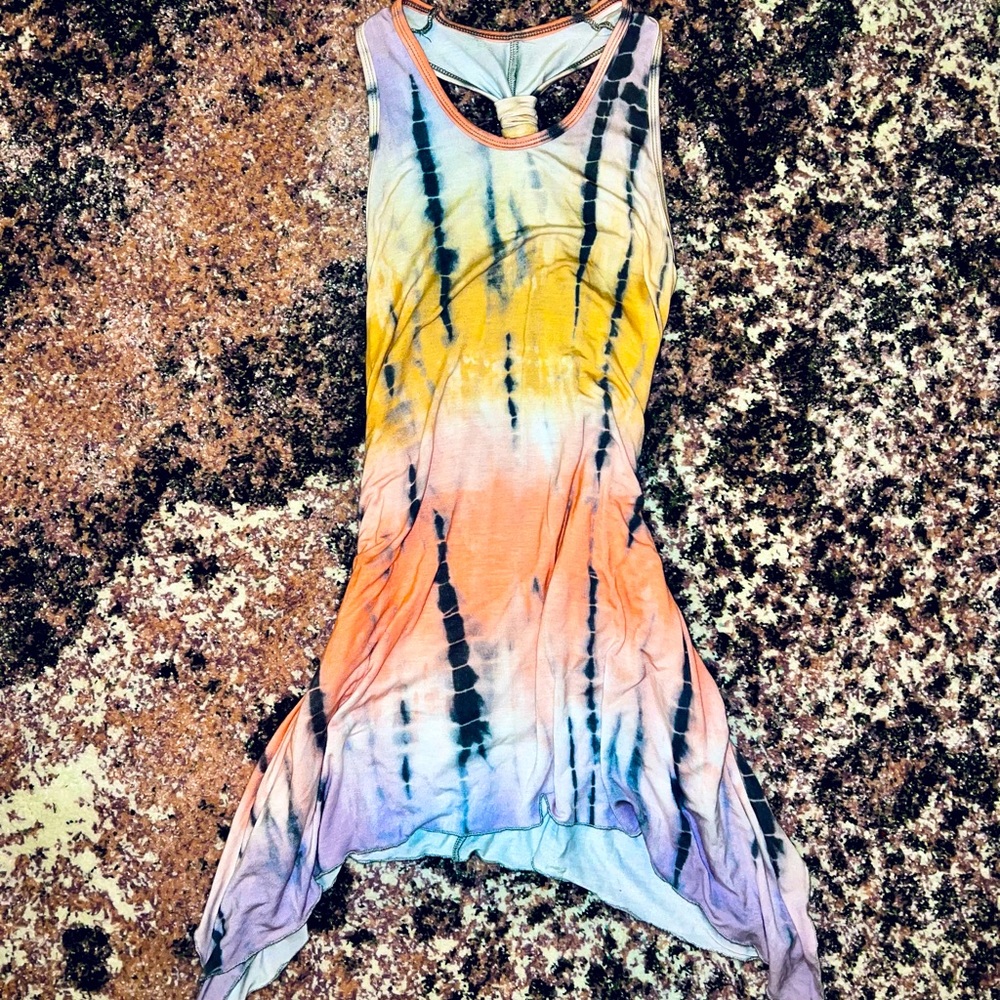 Multicolor Tie Dye Racerback Twist Knot Tank - SZ XS/S